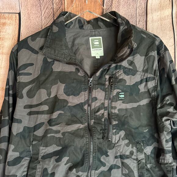 G-Star Raw Jacket Camo Recroft Overshirt XL Shacket Military Utility Fall Zip - Picture 3 of 9